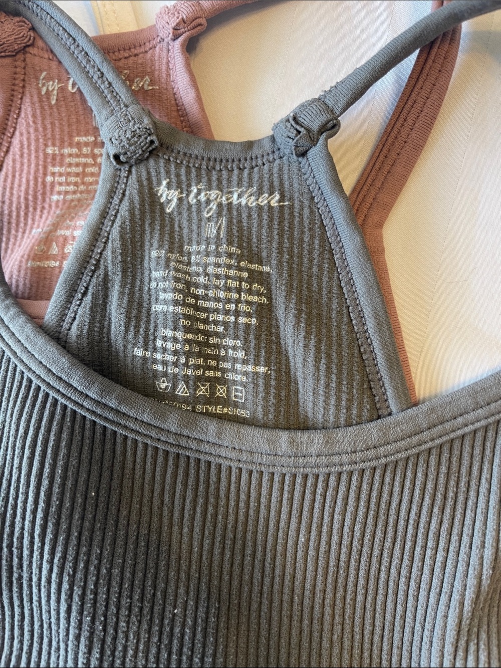 VGUC By Together Ribbed Racerback Tank Trio - Grey, Mauve, White ~ M/L - Picture 2 of 4